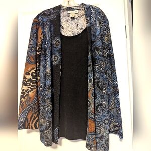 NWOT-Serengeti Blue and Brown Paisley Blouse